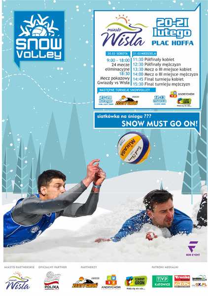 snowvalley plakat, siatkówka na śniegu, Wisła